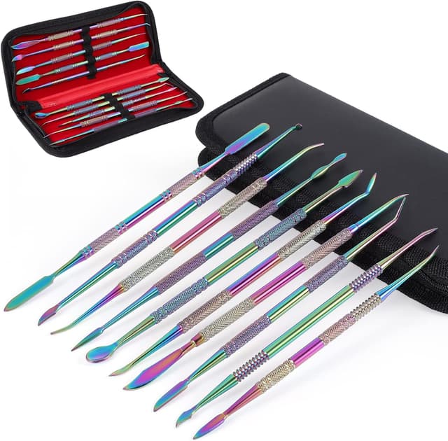 Detalle de Coolty 10PCS Clay Wax Carver Tools double-ended stainless steel kit with carry case