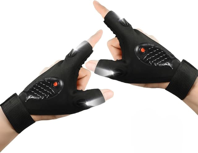 Detalle de Guantes LED para pesca y outdoor