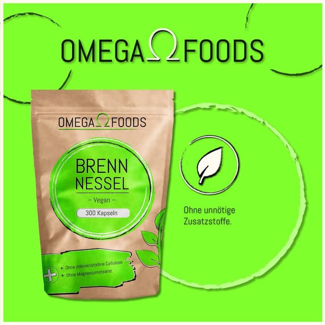 Detalle de Brennnessel Kapseln (Brennnessel Extrakt) – 300 Kapseln mit 450 mg pro Kapsel, vegan