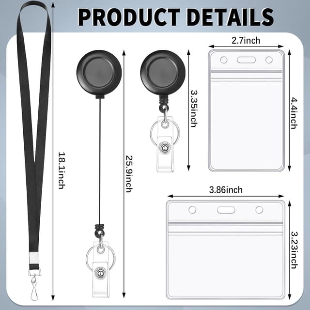 Detalle 2 de 3 Set Lanyards Retractable Badge Reels 23.6in
