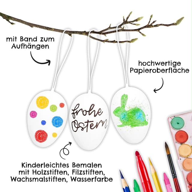 Thumbnail 4 de Papierdrachen Ostereier aus Pappmaché 12er Set