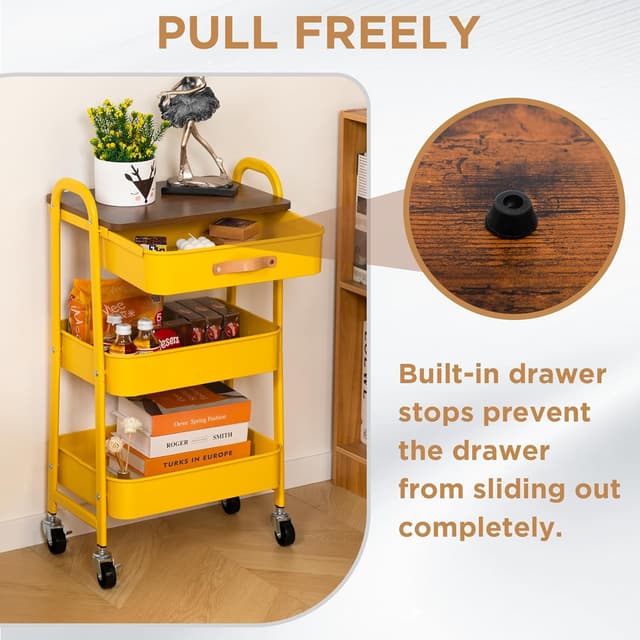 Thumbnail 6 de AGTEK Makeup Cart with Drawer 3-Tier Pink