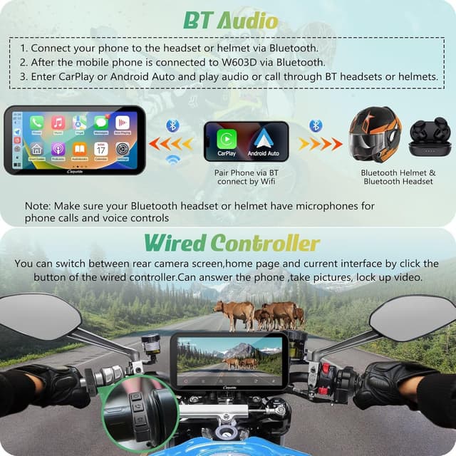 Thumbnail 3 de Carpuride W603D Motorcycle GPS