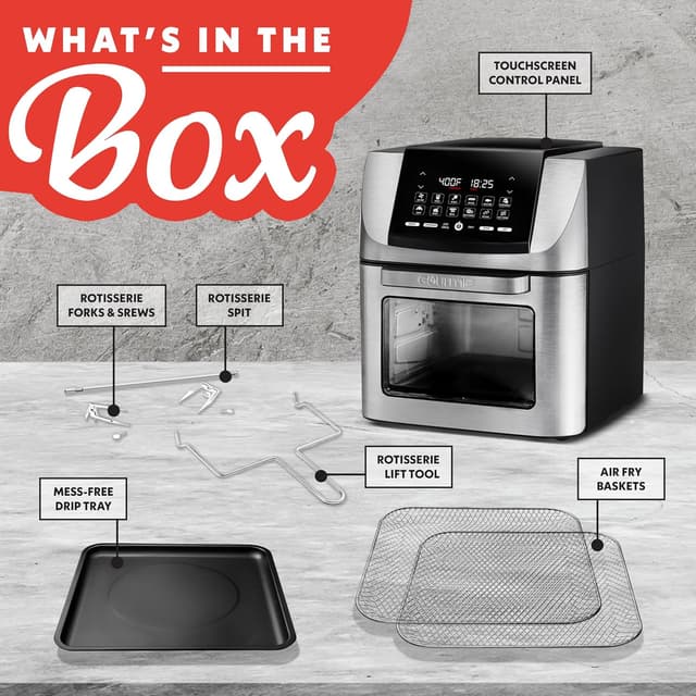 Detalle 2 de Gourmia 14 Qt Air Fryer All-in-One Rotisserie Oven with Digital Display, 12 Presets, 1750W