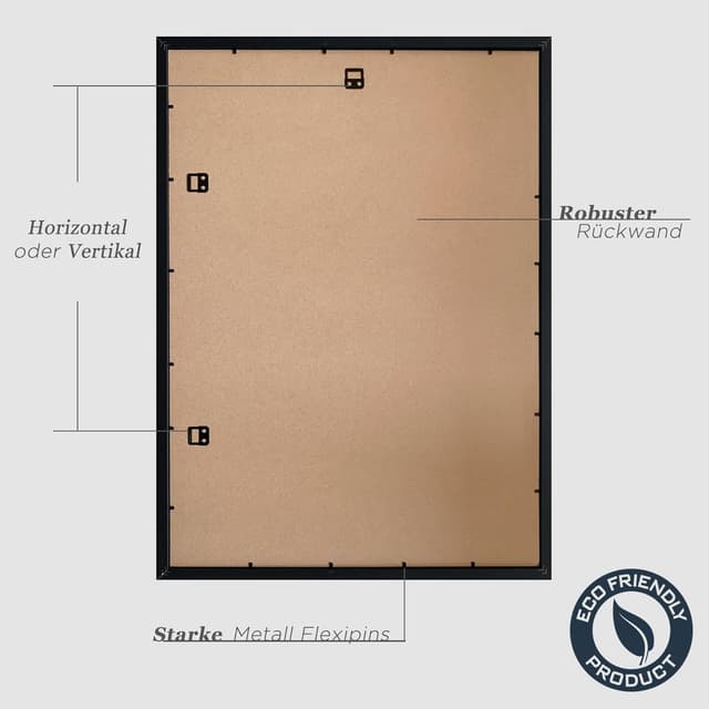 Detalle de VUVUZULA Bilderrahmen 50x70 cm Schwarz (Holz/MDF) – 3er-Set