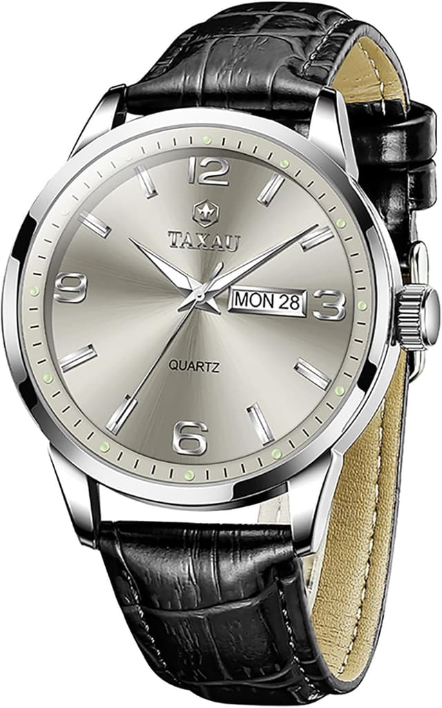 Detalle de Taxau Herren Chronograph Uhr mit Lederarmband