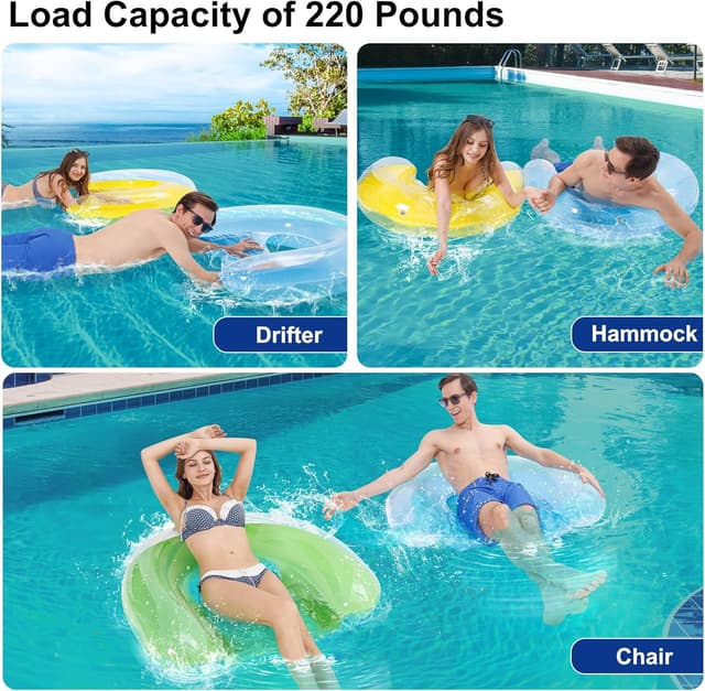 Detalle 2 de 4-Pack U-Shaped Inflatable Pool Chair Floats for Adults (52" x 38") by PuppyuWill