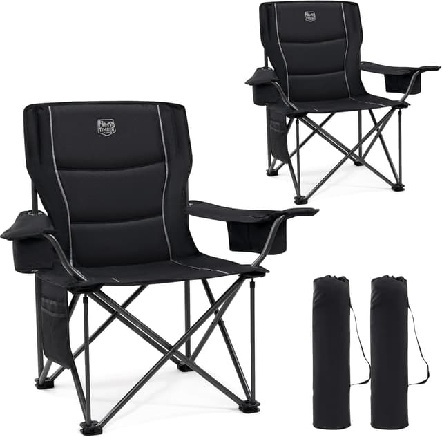 Detalle de TIMBER RIDGE 2er Campingstuhl faltbar (2 Stück) – extra breit, bis 200 kg, mit isolierter Kühltasche