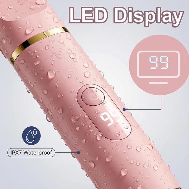 Detalle de XkuiHF rasoir électrique femme 5 en 1 (IPX7) rose : tondeuse maillot, visage, aisselles et plus