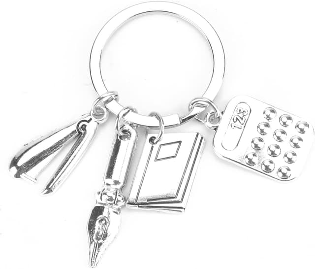 Detalle de OBEISN kreativer Schlüsselanhänger für Frauen mit Taschenrechner, Zirkel und Lineal – praktischer Begleiter als Geschenk
