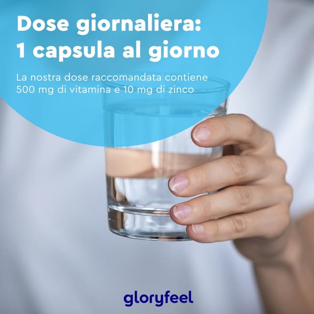 Detalle de Vitamina C 500 mg + Zinco 10 mg 365 capsule vegan (scorta 1 anno) con ascorbato di calcio