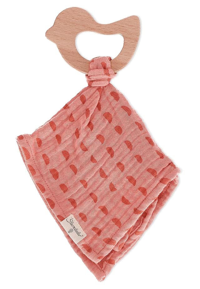 Detalle de Sterntaler Baby Schmusetuch Enna & Otti mit Beißring – Bio-Koralle, waschbar (unisex)