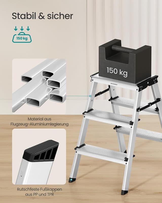 Thumbnail 4 de SONGMICS Trittleiter GLT23K aus Alu 3 Stufen