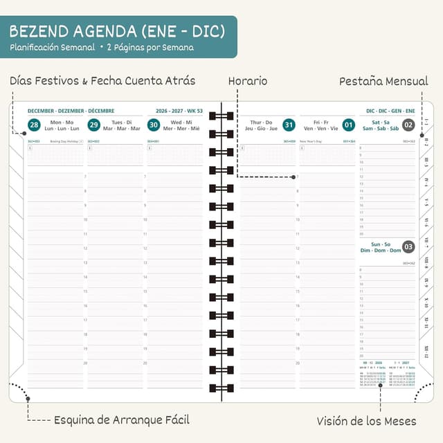Thumbnail 2 de BEZEND Agenda 2026 A5 Semana Vista 30 min
