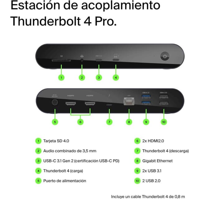 Detalle 2 de Belkin Connect Base de acoplamiento Thunderbolt 4 Pro (12 puertos) para MacBook y portátiles con Thunderbolt 4