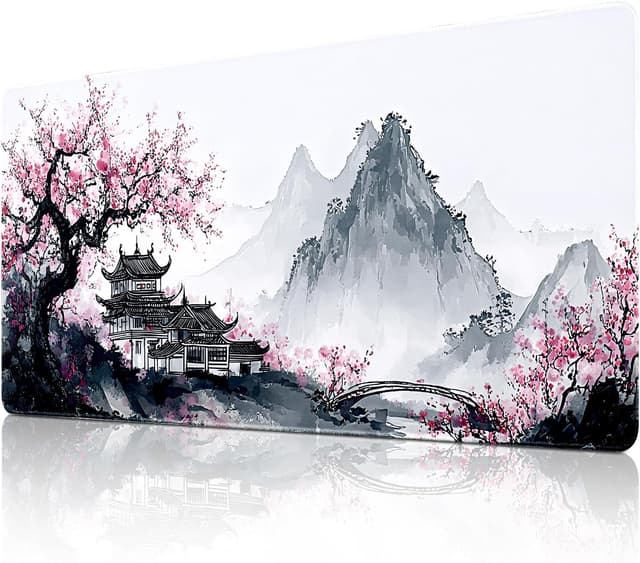 Detalle de Yimomoyi Mauspad XXL 900x400 mm (E90) mit vernähten Kanten – für Gaming, Arbeit & Studium