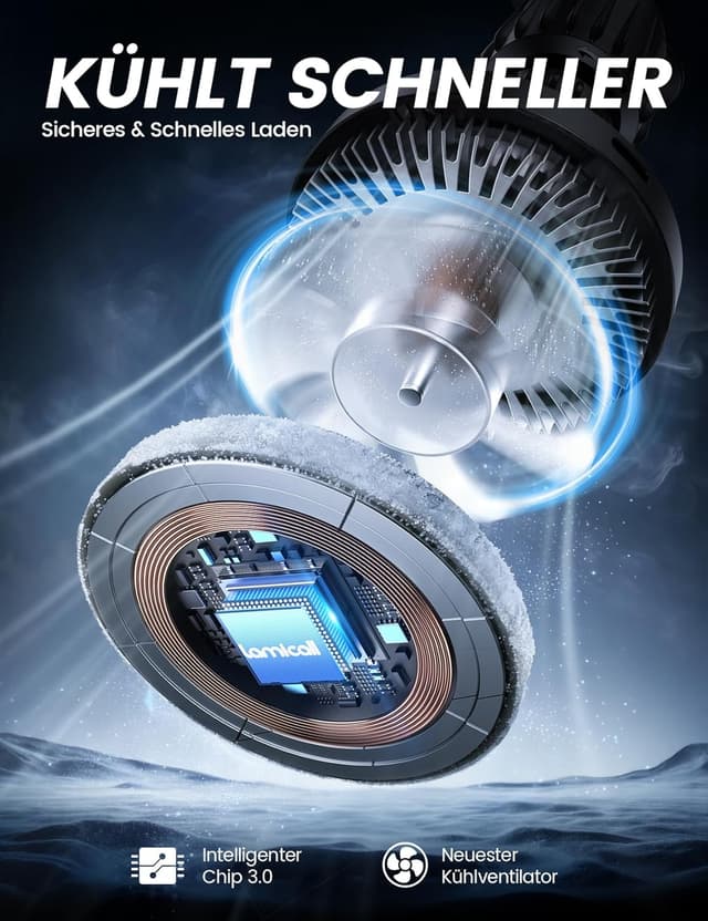 Detalle de Lamicall Qi2 Auto‑Magnethalter mit 15W Qi‑Ladefunktion