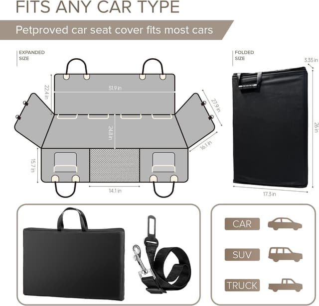 Detalle de SHARLOVY dog car seat cover extender 63x52in