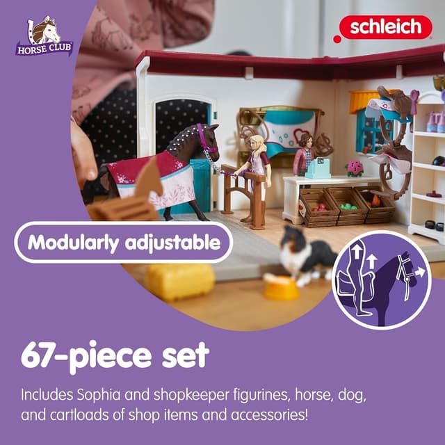 Detalle de Schleich Horse Club 42568 Sofia’s Tack Shop 67-Piece Playset with Poseable Figures