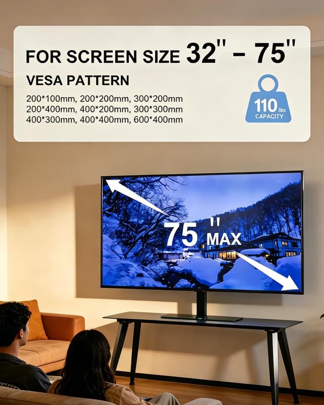 Detalle 2 de Universal Motorized TV Mount with Remote (Tempered Glass Base) — Electric Height Adjustment for Desktop or Floor