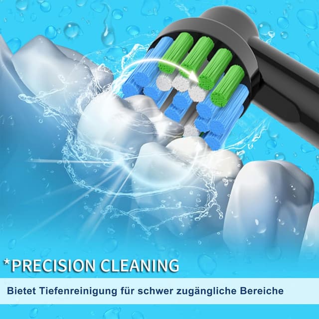Detalle de Precision Clean Aufsteckbürsten (16 Stück) kompatibel mit Oral-B E‑Zahnbürsten – Schwarz