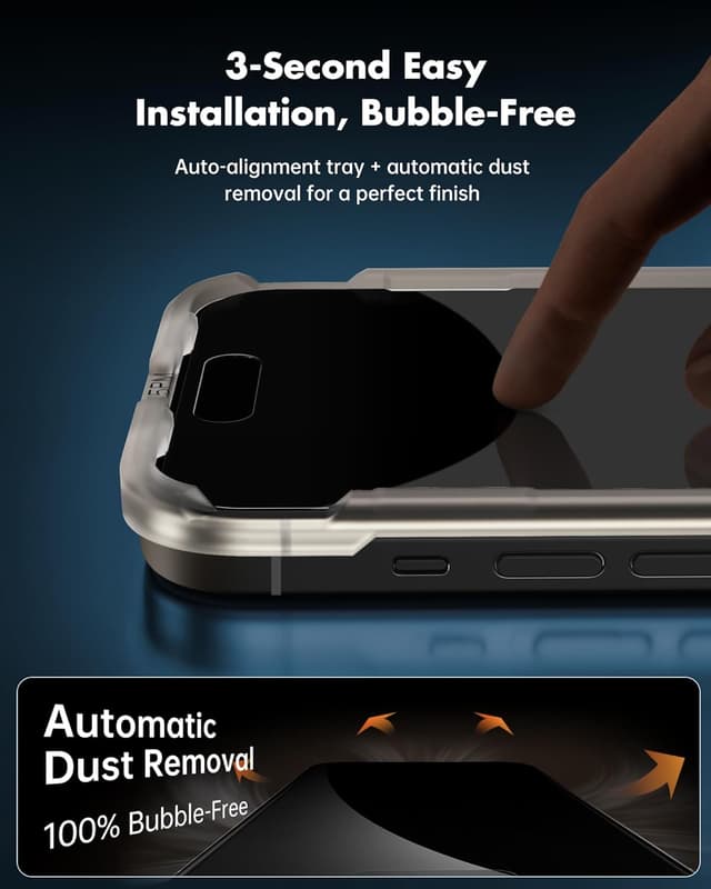 Thumbnail 6 de UNBREAKcable Privacy Screen Protector for iPhone 15 (6.1-inch) – 2-Pack + 2 Lens Protectors with 25° Anti-Spy Tempered Glass