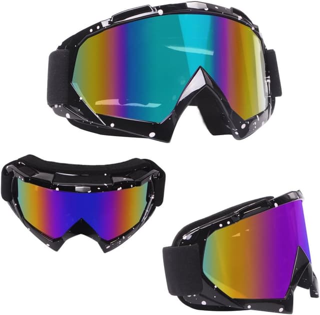 Detalle de 4-FQ Motorcycle & Dirt Bike Goggles with Anti-Fog, UV Protection, Scratch-Resistant Lens (Black frame)