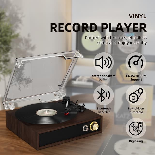 Detalle 2 de FYDEE Platine Vinyle Ébène USB Bluetooth