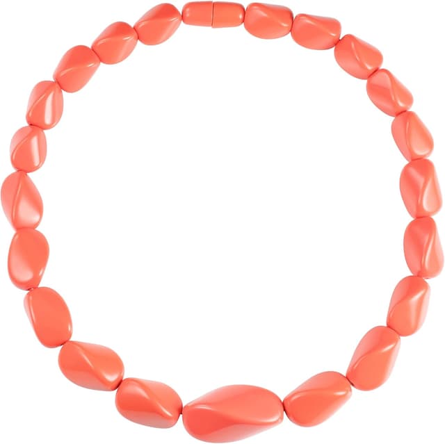 Detalle de ZAVANA Gros collier fantaisie pour femme en résine orange corail, col ras du cou 55 cm