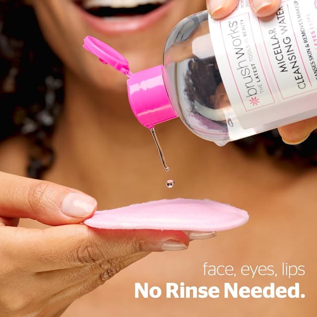 Detalle de Brushworks Micellar Cleansing Water 400ml – Fragrance Free Makeup Remover for Face, Eyes & Lips