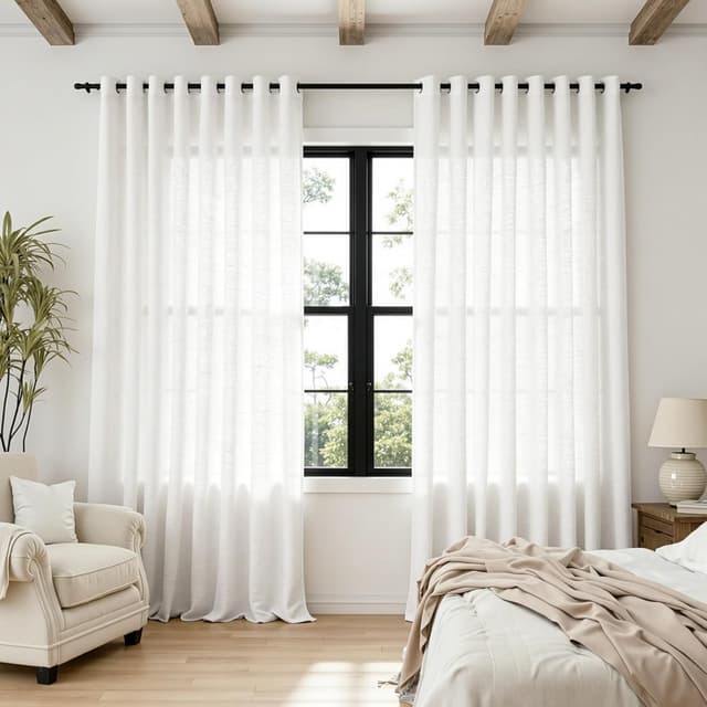 Detalle de Rideau voilage lin 140x240 cm naturel