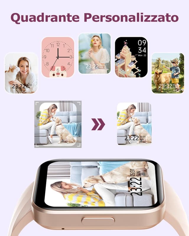 Detalle de RUIMEN Smartwatch Donna: chiamate Bluetooth, WhatsApp, saturimetro, cardio e fitness tracker rosa