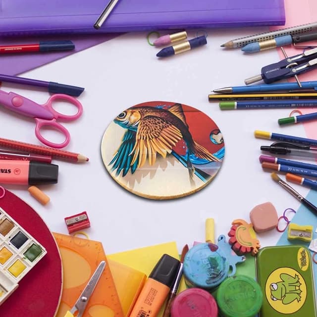 Detalle 2 de QincLing 18 runde Holzteller aus Pappelsperrholz (10 cm, 2 mm) zum Bemalen, Brandmalerei & Basteln