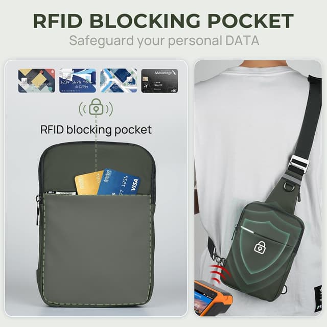 Thumbnail 3 de Tibroni Sling Bag sac à bandoulière homme/femme avec blocage RFID