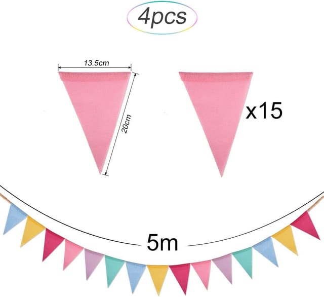 Thumbnail 4 de Crislove Wimpelkette 5M Mehrfarbig Dreieck-Flaggen
