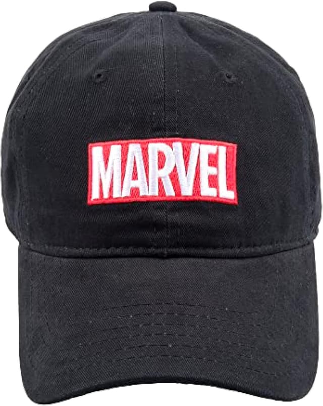 Detalle de Marvel Logo Cotton Adjustable Dad Hat, Black (One Size)