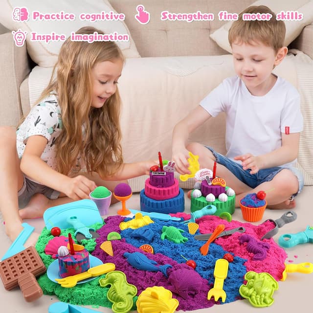 Thumbnail 6 de YIDESTARS Sensory Play Kit: Sand Art & Ice Cream Toy Set (4lbs colorful sand) for ages 3–8