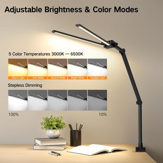 Detalle de OUTON LED desk lamp with clamp 24W