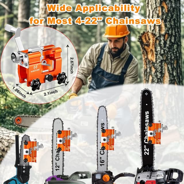 Detalle 2 de OMCCHK Chainsaw Sharpener with Carry Bag and 5/10 Sharpening Burrs for 4–22 inch Chains