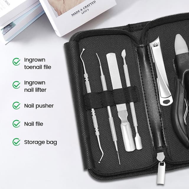Thumbnail 6 de Toenail Clippers for Thick Nails – 7-piece large pedicure set with 360° rotating clipper, ingrown tools and nail file