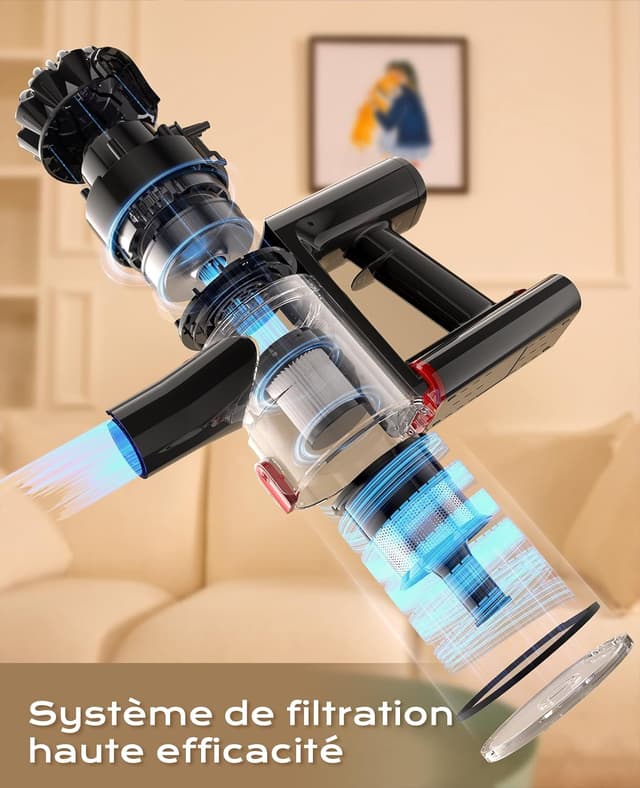 Detalle de VACTechPro VACTechPro Aspirateur balai sans fil 6 en 1 35kPa, batterie amovible