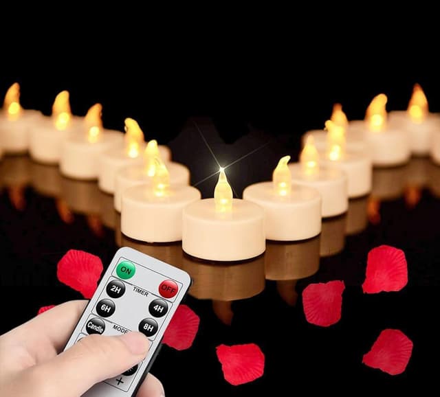 Detalle de Nancia LED Teelichter mit Fernbedienung und Timer (Warmgelb, 24er-Set)