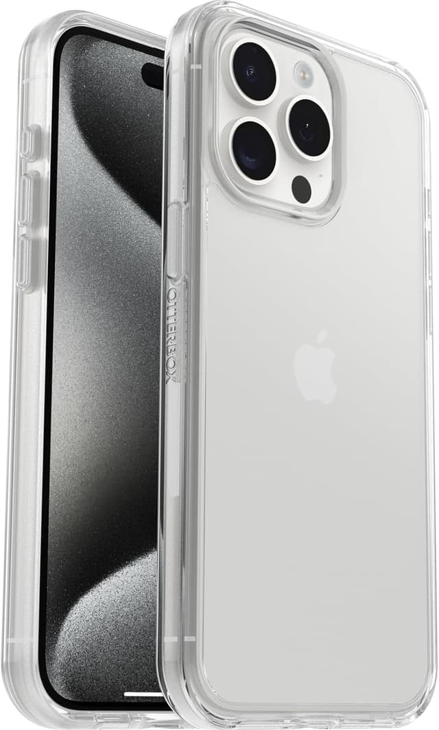 Detalle de Otterbox Symmetry Clear pour iPhone 15 Pro Max : coque transparente anti-chutes