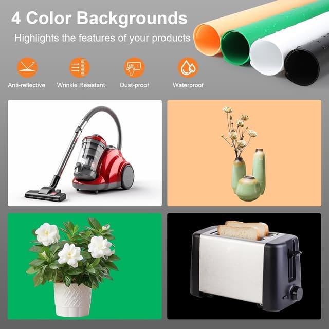 Detalle 2 de PULUZ Fotobox 80x80 cm (32 Zoll) mit dimmbaren LED-Lichtleisten, 234 LEDs und 4 PVC-Hintergründen