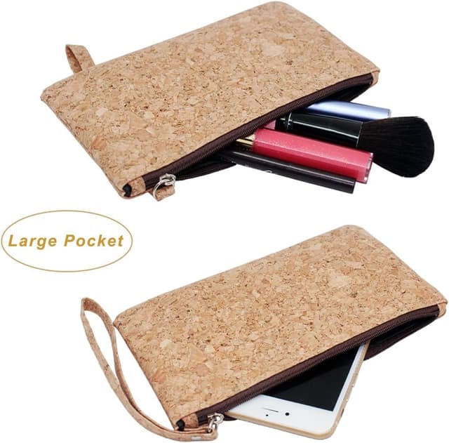 Detalle 1 de boshiho Kork Clutch Tasche 2-in-1: Geldbörse mit Reißverschluss und kleiner Handtasche