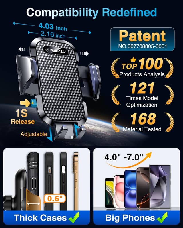 Thumbnail 3 de VANMASS 2026 Car phone holder for iPhone 17 Pro Max