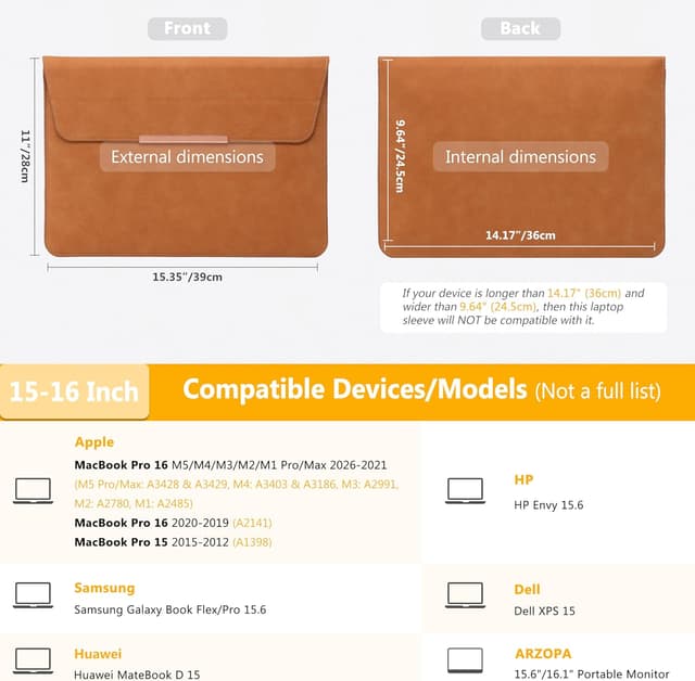 Detalle 2 de HYZUO 15–16 Zoll Laptophülle mit Standfunktion und Magnetverschluss (Smiley-Design)