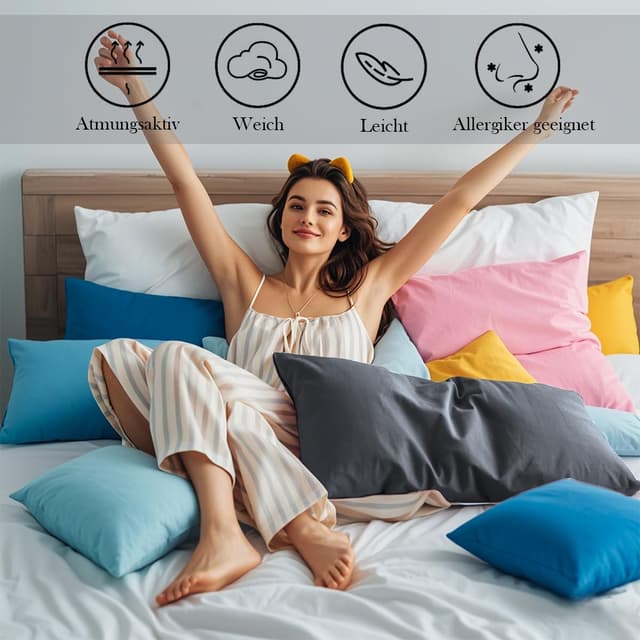 Detalle de Nesture Kissenbezug 50x50 im 2er-Set (Taupe) – Mikrofaser, Reißverschluss