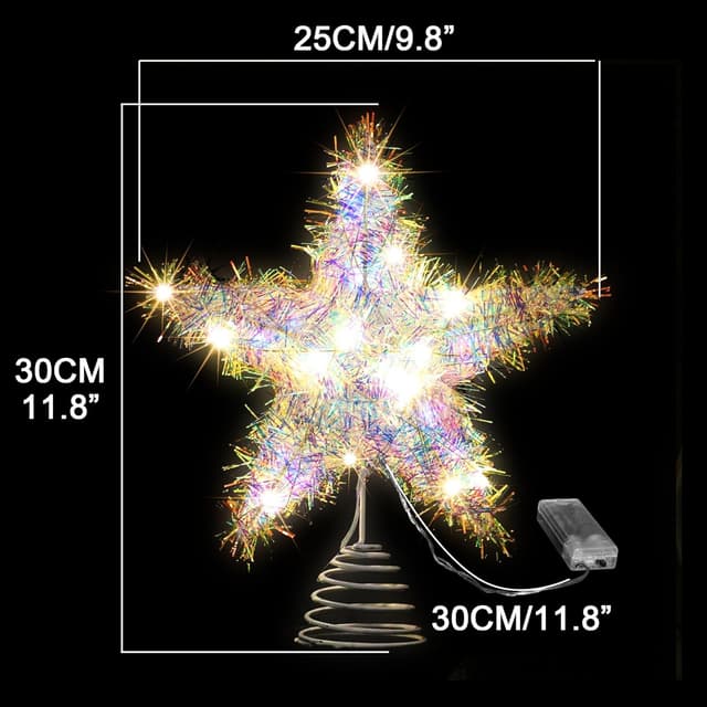 Thumbnail 1 de 11.8‑Inch Light-up Christmas Tree Topper Star 20 LEDs 🎄