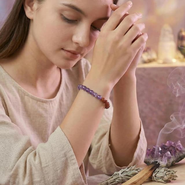 Detalle de Bivei Armband Stärkendes Kristall-Heilungsarmband 8 mm – Dehnbares Perlenarmband für Damen & Herren